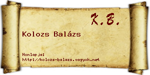 Kolozs Balázs névjegykártya